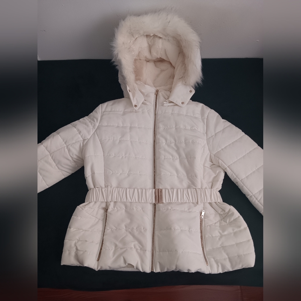 UNUSED New York & Company Fleece Inside Detachable Hood & Fur Winter Coat 2XL - Picture 3 of 14